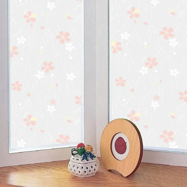 【meiwa】日本製造抗UV節能靜電窗貼(日式小花- 92x500公分)