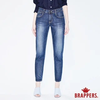 【BRAPPERS】女款 Boy friend 系列-中低腰全棉素面八分褲(藍)