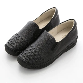 【DN】率性時尚 手感編織牛皮壓紋鞋(黑)