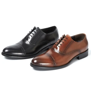 【CUMAR】英式牛津 復古質感舒適皮鞋(咖啡色)