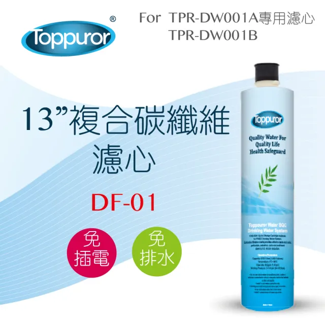 【Toppuror 泰浦樂】13吋不銹鋼複合碳纖維濾心(DF-01)