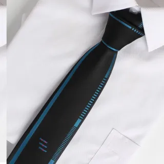 【拉福】領帶藍邊領帶6cm領帶拉鍊領帶(兒童)