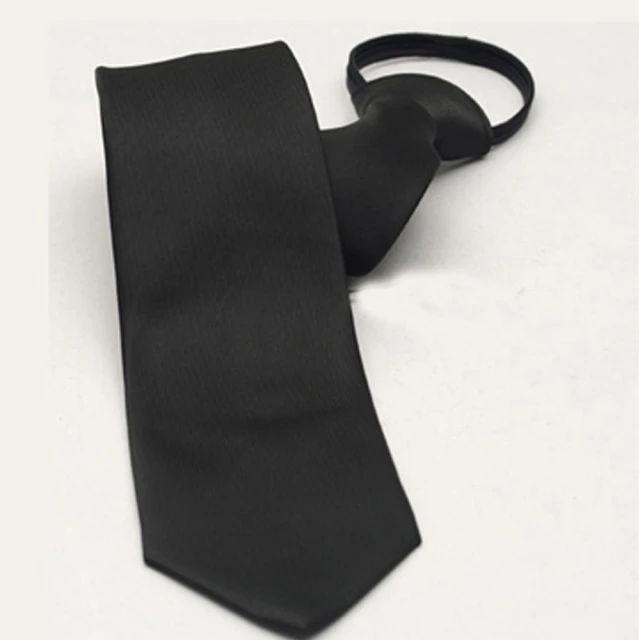 【拉福】布面辦公領帶8cm寬版領帶拉鍊領帶(黑)