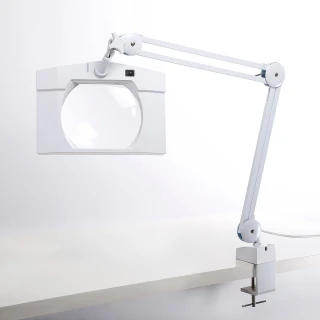 【Hamlet】1.8x/3D/190x157mm 方型大鏡面LED護眼檯燈放大鏡 桌夾式(E065)
