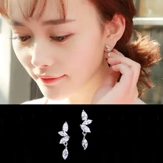 【Emi 艾迷】韓系女神眼淚水滴落下水鑽 925銀針 耳環