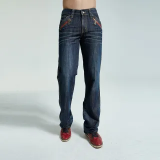 【BOBSON】男款雙色拉鍊中直筒褲(1736-53)