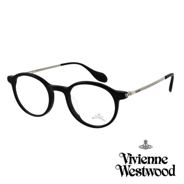 【Vivienne Westwood】英國Anglomania英倫簡約圓框光學眼鏡(黑 AN341M01)