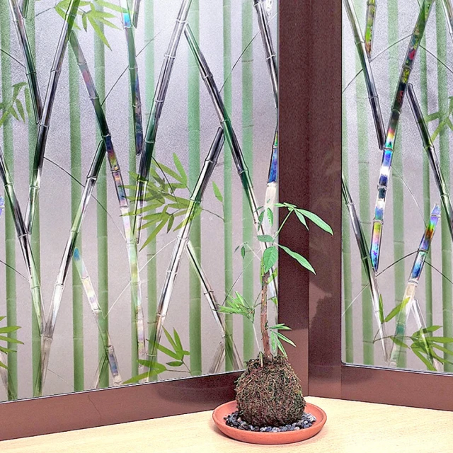【meiwa】日本製造抗UV可變色節能靜電窗貼(竹林風情- 46x200公分)