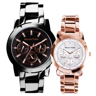 【Relax Time】時尚達人日曆顯示情侶手錶 對錶-42+38mm 新年禮物(R0800-16-10X+R0800-16-32)