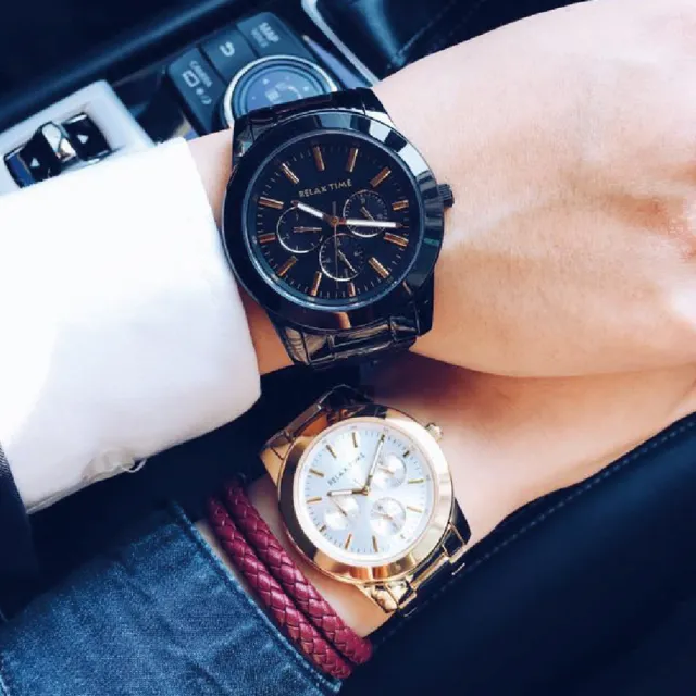 【Relax Time】時尚達人日曆顯示情侶手錶 對錶-42+38mm 畢業禮物(R0800-16-10X+R0800-16-32)