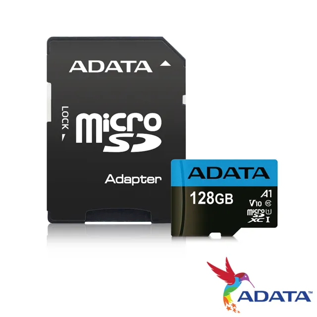 【ADATA 威剛】Premier microSDXC UHS-I 128G記憶卡(A1-附轉卡)
