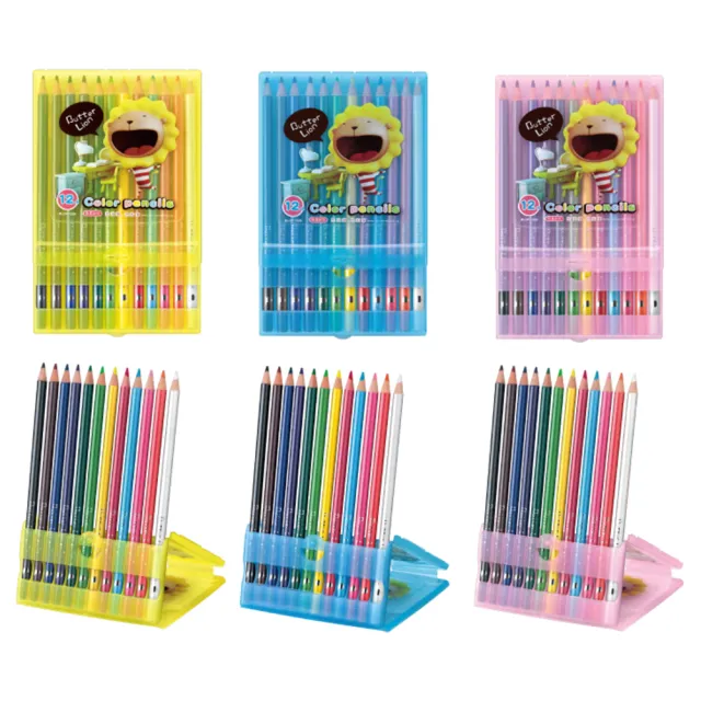 【雄獅文具】BLCP-12/A 奶油獅珠光塑盒12色鉛筆