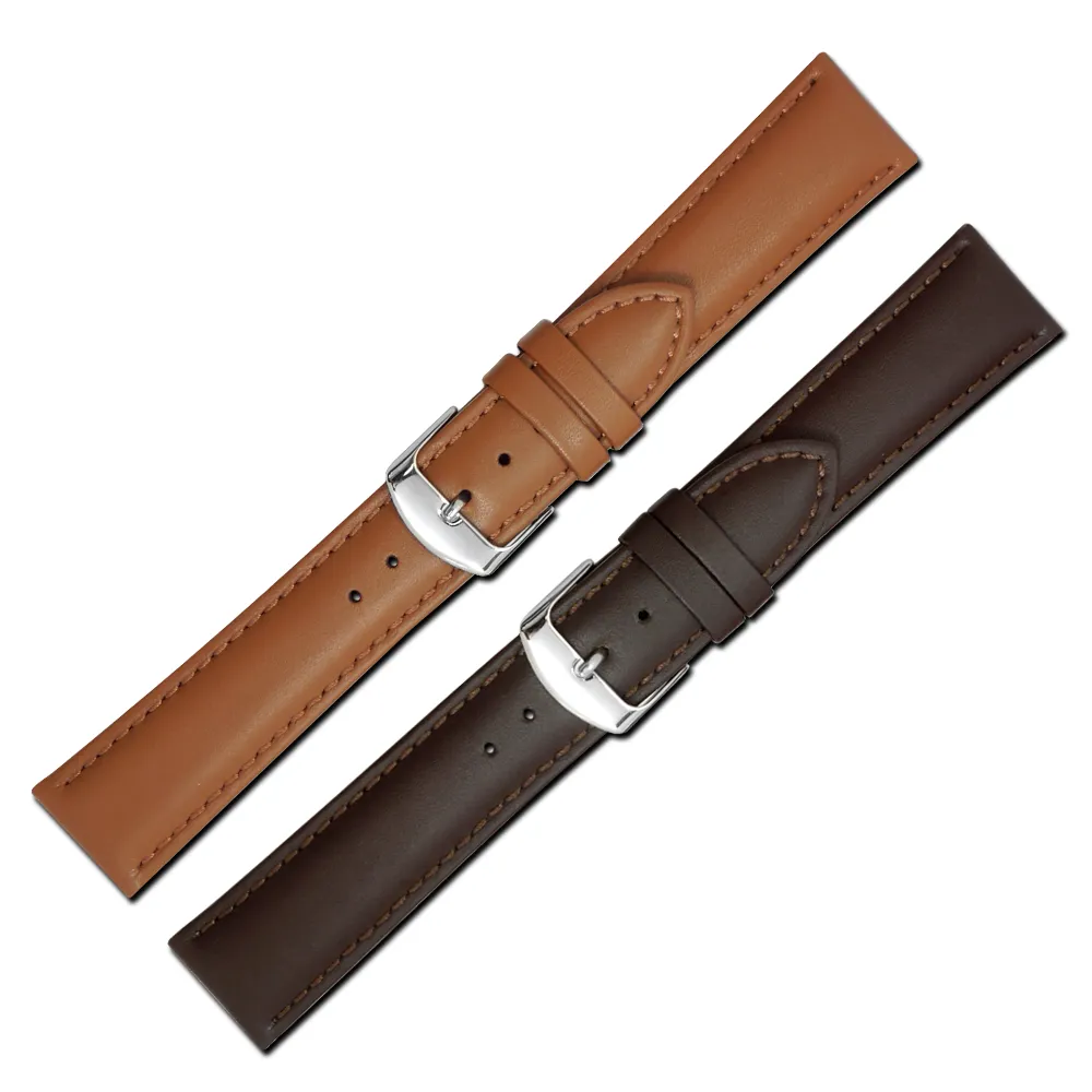 【Watchband】各品牌通用替用柔軟真皮錶帶(淺棕/深咖啡)
