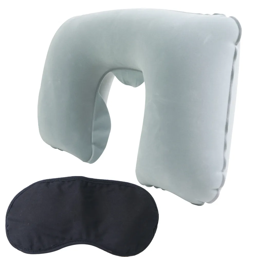 【OMAX】舒適植絨頸枕1入+高級眼罩1入