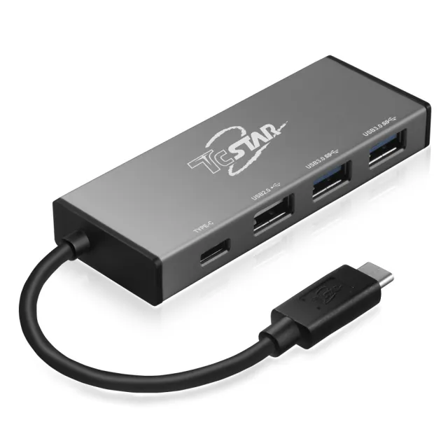 【TCSTAR】TYPE-C轉HDMI/2埠 USB 3.0 HUB/USB-C 鋁合金轉接器(TYC-HB005GR)