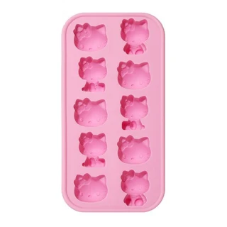 【小禮堂】HELLO KITTY  矽膠製冰盒《粉.造型》一次可做10顆 凱蒂貓
