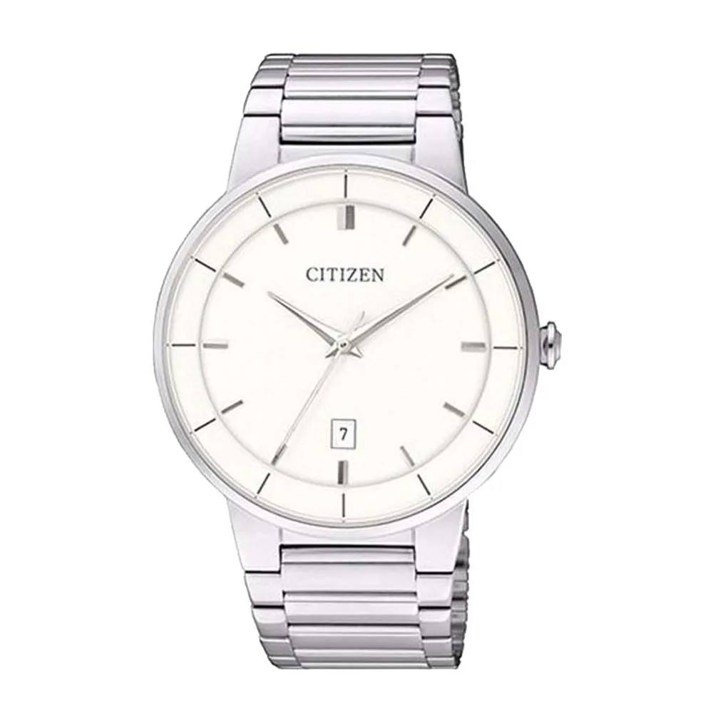 【CITIZEN 星辰】石英男錶 不銹鋼錶帶 白 防水(BI5010-59A)
