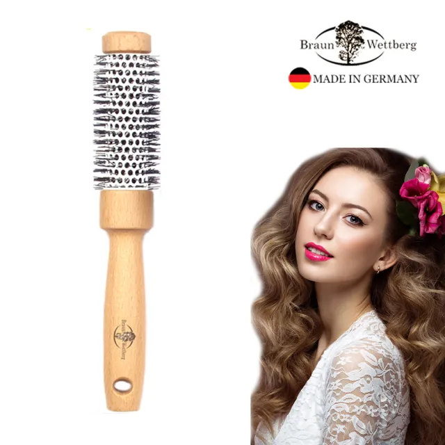 【BRAUN WETTBURG 珀薇】德國製 36MM FSC原木陶瓷熱塑捲髮梳(捲髮梳/梳頭造型美容/10週年慶)