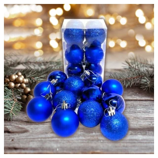 【摩達客】聖誕50mm 5CM 霧亮混款電鍍球24入吊飾組(藍色系 聖誕樹裝飾球飾掛飾)