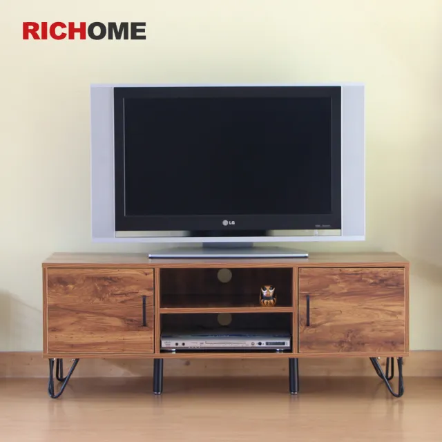【RICHOME】新工業風120CM時尚電視櫃/視聽櫃/客廳櫃/收納櫃/置物櫃(雙門置物設計)