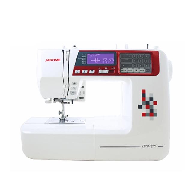 JANOME車樂美 4120QDC JANOME 車樂美 4120QDC 電腦型縫紉機,臺灣原裝生產,採用水平式全迴轉梭床,縫紉速度最高達700針/分以上,針距幅度及長度皆為0~7mm,具備自動穿線功能,材質為耐用複合材質,淨重僅6.8KG,適閤家用及專業縫紉。電壓110V,全機2年保固,尺寸及配件詳見產品說明,輕鬆實現精準縫製。