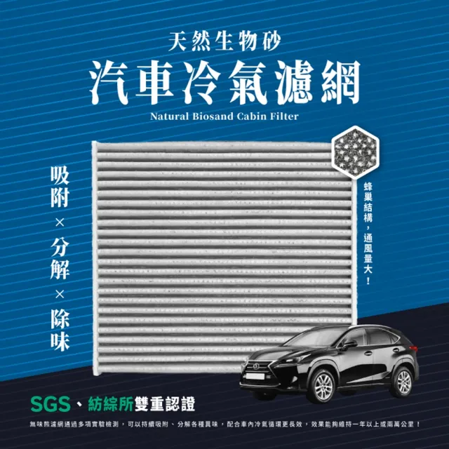 【無味熊】生物砂蜂巢式汽車冷氣濾網 凌志Lexus(CT、ES、GS、IS、LS、LX、NX、RX 適用)