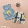 【BABY Ju 寶貝啾】夏季清爽無袖背心格子短褲套裝(淡黃色 / 灰藍色)