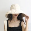 【幸福揚邑】超大帽檐防曬抗UV可捲摺桃絨遮陽帽(黃駝、米、黑)
