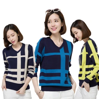 【A3】時尚井字紋 線條顯瘦羊毛上衣(藍色、杏色、黃色)