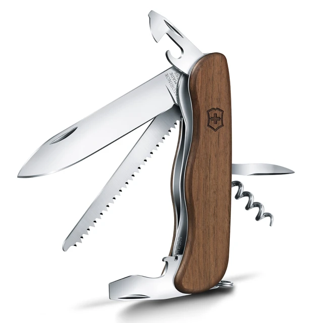 【VICTORINOX 瑞士維氏】Forester Wood胡桃木安全鎖10用 瑞士刀