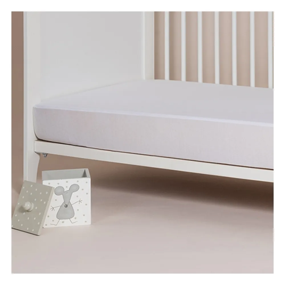 【西班牙Velfont】有機棉嬰兒床防水2合1保潔墊床包(60X120公分  棉白色)
