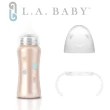【L.A. Baby】學習杯套組 超輕量醫療級316不鏽鋼保溫奶瓶 9oz 加學習握把(六色 藍 紅 粉 金 白 綠)
