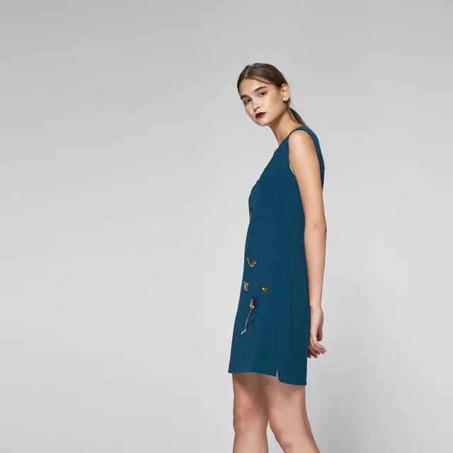 【ICHE 衣哲】質感系立體鑲飾造型禮服洋裝-綠