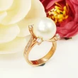 【蕾帝兒】女神白色貝珠戒指(玫瑰金色)