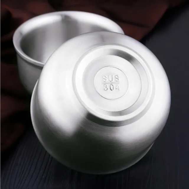 【PUSH!】餐具304不鏽鋼碗防摔防燙飯碗雙層加厚泡麵碗湯碗13.5CM(E108)