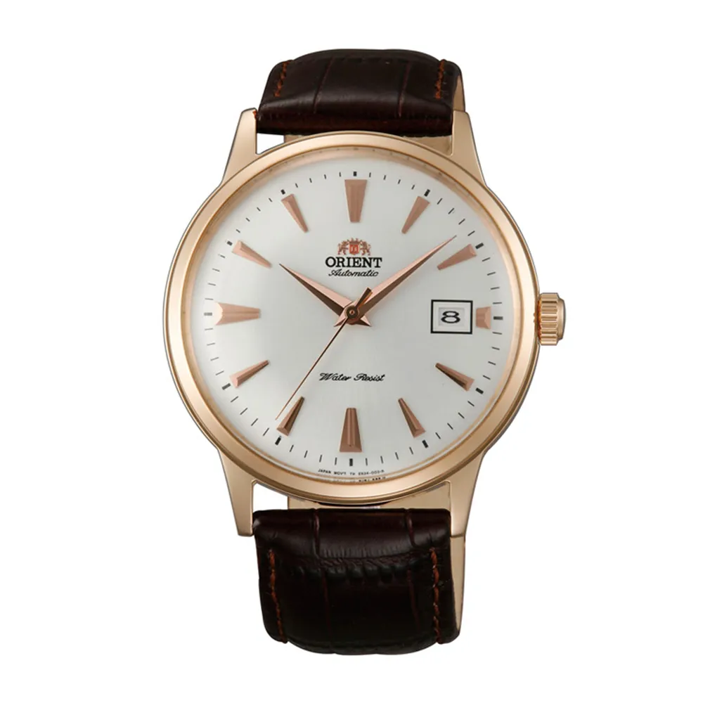 【ORIENT 東方錶】DATEⅡ機械錶 皮帶款  玫瑰金 - 40.5 mm(FAC00002W)