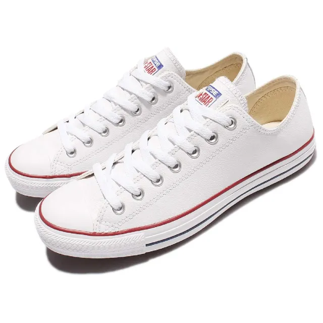 【CONVERSE】休閒鞋 Chuck All Star 男鞋 女鞋 情侶鞋 低筒 皮革 基本款 白 紅 132173C