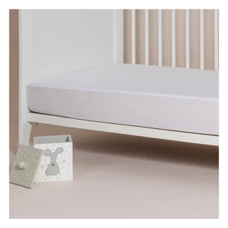 【西班牙Velfont】有機棉嬰兒床防水2合1保潔墊床包(70X140公分  白色)