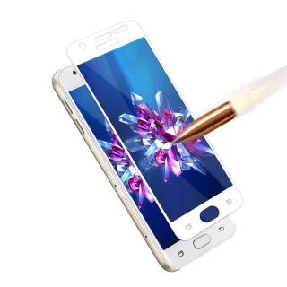 【YANG YI 揚邑】Samsung Galaxy J7 Prime 5.5吋 滿版鋼化玻璃膜弧邊防爆保護貼(白色)