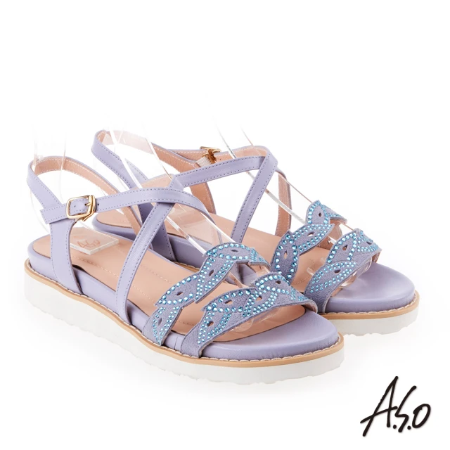 【A.S.O 阿瘦集團】炫麗魅惑 亮麗璀璨平底涼拖鞋(淺紫)