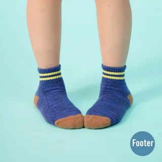 【FOOTER除臭襪】兒童撞色運動氣墊襪-童款-全厚底(ZH86L-藍)