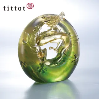 透明な金色の装飾品 tittot tittot ガラス製 ドラゴン彫刻 【公式通販】
