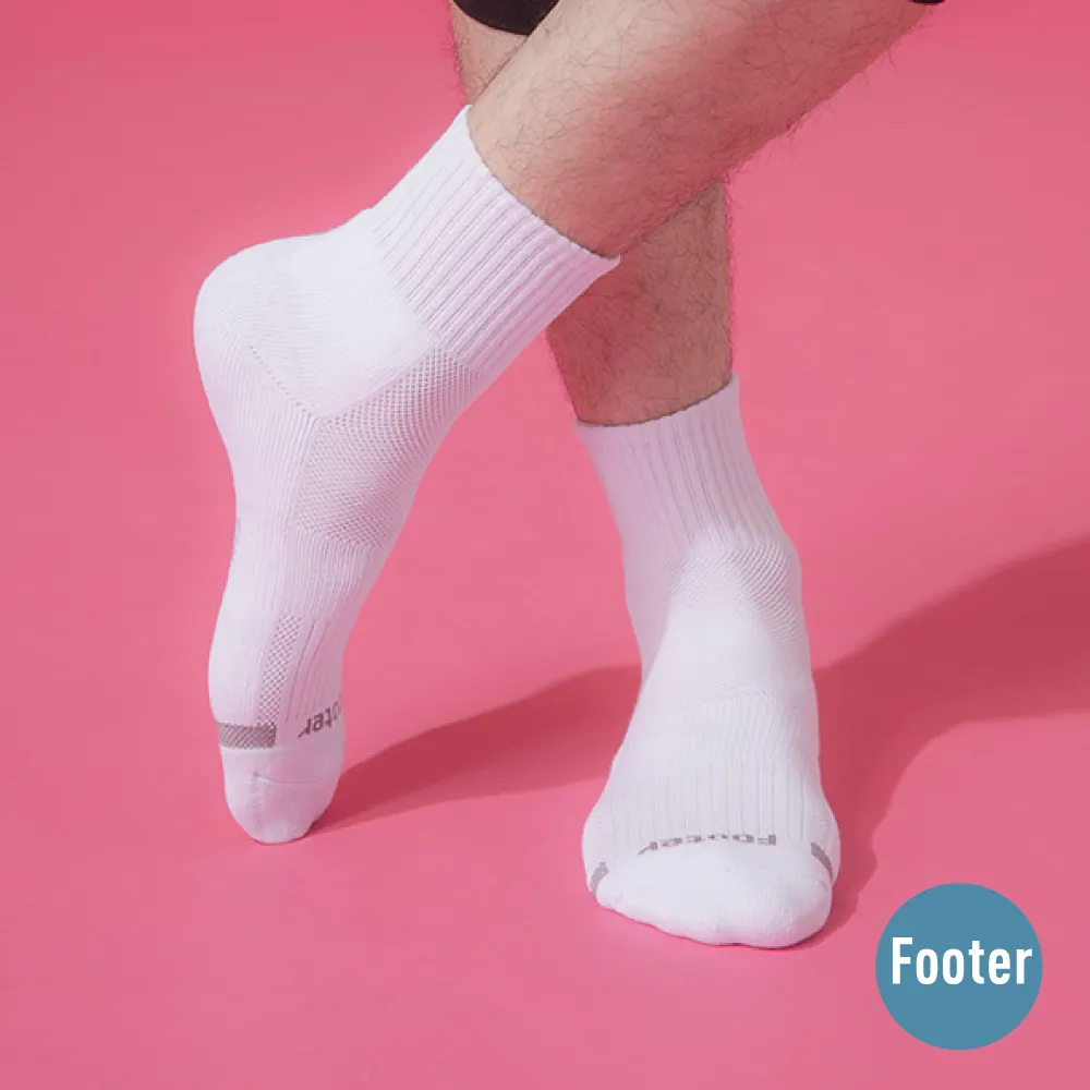 【Footer除臭襪】單色逆氣流運動氣墊襪-男款-全厚底(T11L-白)