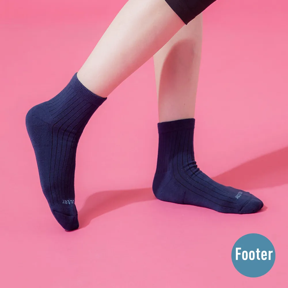 【Footer除臭襪】復古直線條微分子薄襪-女款-前後微厚(T47M-藍)