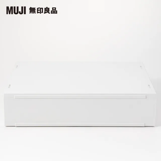 【MUJI 無印良品】PP資料盒/橫式/薄型/2格/白灰