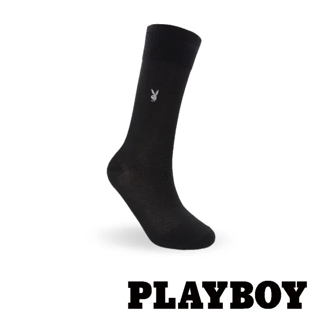 【PLAYBOY】簡約絲光紳士襪-黑(紳士襪/男襪/長襪)