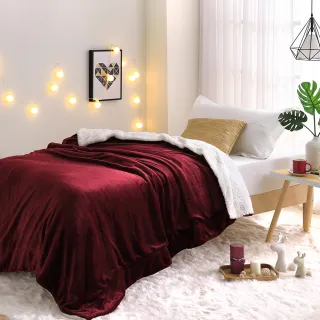 【LAMINA】法蘭羊羔絨暖暖被(酒紅)