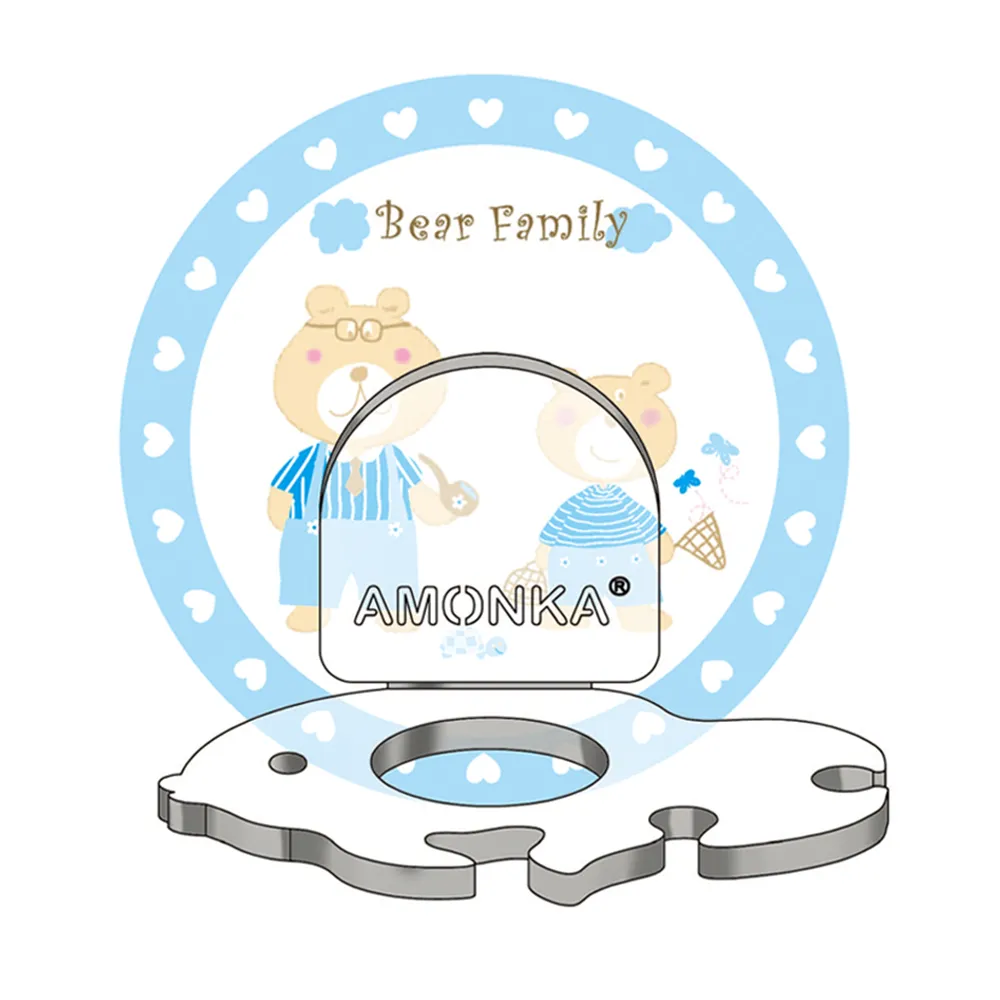 【AMONKA】3R神奇無痕掛勾金魚造型牙刷架(粉藍熊 2入)