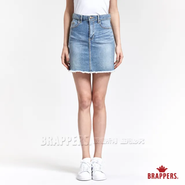 【BRAPPERS】女款 Boy Friend 系列-不收邊膝上裙(藍)
