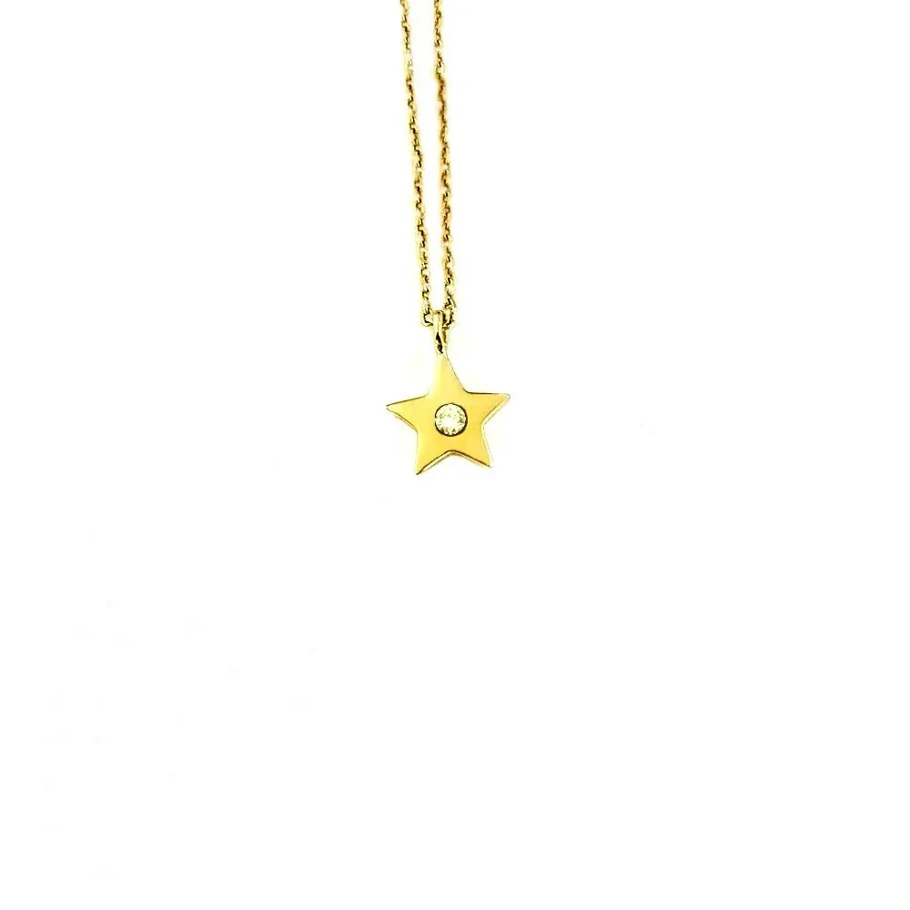 【DoriAN】閃耀金星星鑲鑽925純銀18K金項鍊(附精美包裝組合及附純銀保證卡)